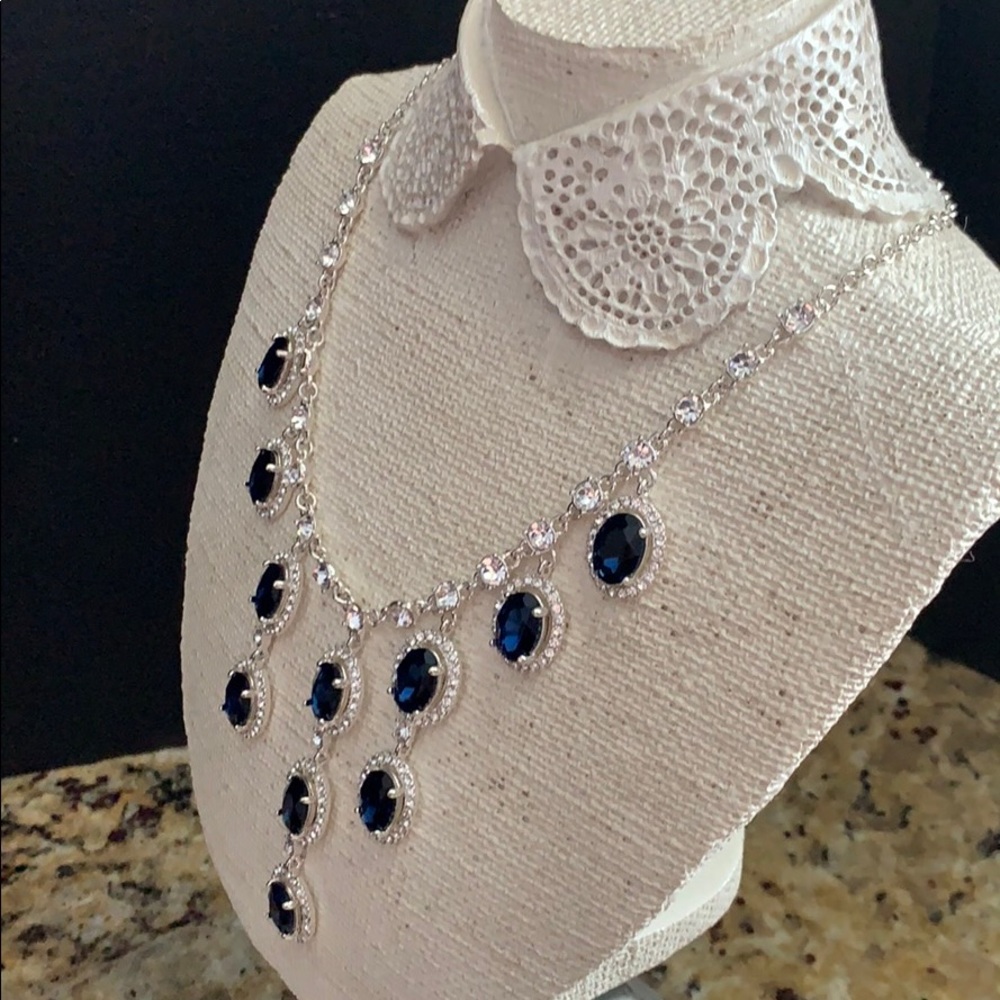 Gorgeous Faux Sapphire & Diamond Necklace - Picture 8 of 11